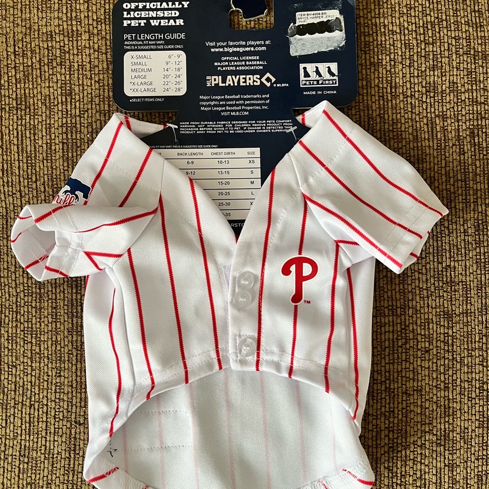 MLB Red and White Bryce Harper Phillies Dog Jersey - Picture 2 of 2